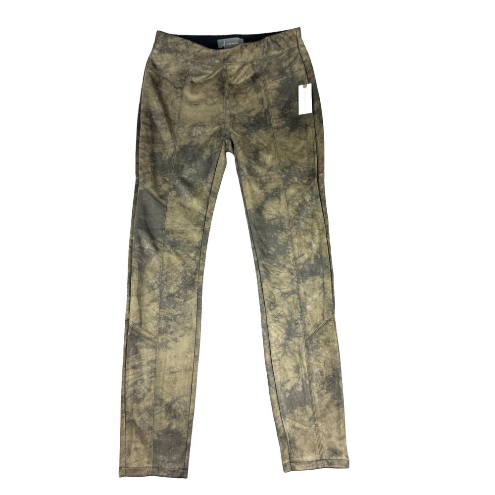 Anthropologie Leggings Womens XS Green Nori Faux Suede Pull-On Cropped Pants NWT